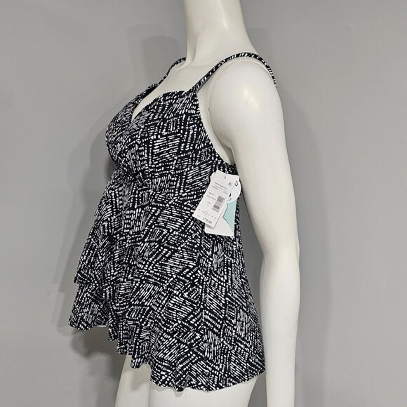 Swim Solutions Printed Triple Tier Tankini Top - Picture 3 of 10